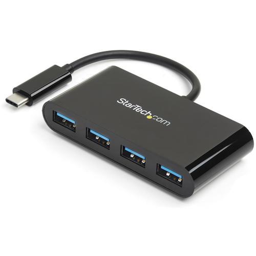 ■StarTech USBハブ/USB 3.0/USB-C - 4x USB-A/バスパワー/TB3互換/BK〔品番:HB30C4AB〕【4892556:0】[法人・事業所限定][外直送元][店頭受取不可]