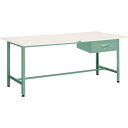 ■TRUSCO 軽荷重作業台(300kg)AE型 1200X750XH740 1段引出付 グリーン色〔品番:AE1200F1〕【5008468:0】[法人・事業...