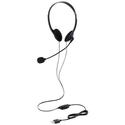 エレコム 有線ヘッドセット 両耳オーバーヘッド 小型 USB-A 1.8m ブラック〔品番:HSHP01SUBK〕【5033552:0】[店頭受取不可]