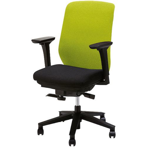 ■NAIKI ワークチェアー レセーブ LVE型/背:ライムグリーン 座:ブラック/座:布張り、背:布張り(スマートフィット)/可動肘〔品番:LVEB513FALGR〕【5092920:0】[送料別途見積り][法人・事業所限定][外直送][店頭受取不可]