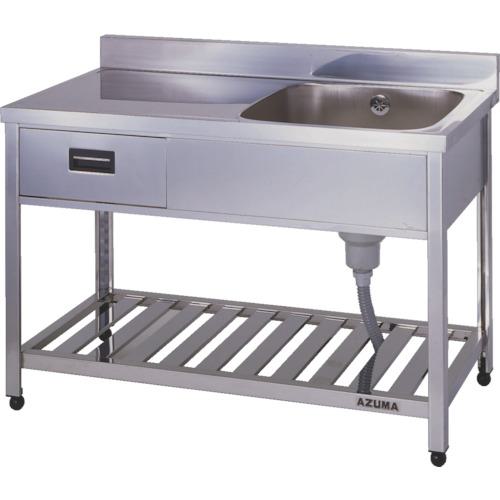 ■アズマ 引出し付一槽水切シンク右水槽 1200×600×800〔品番:HPOM11200R〕【5110505:0】[法人・事業所限定][外直送元][店頭受取不可]