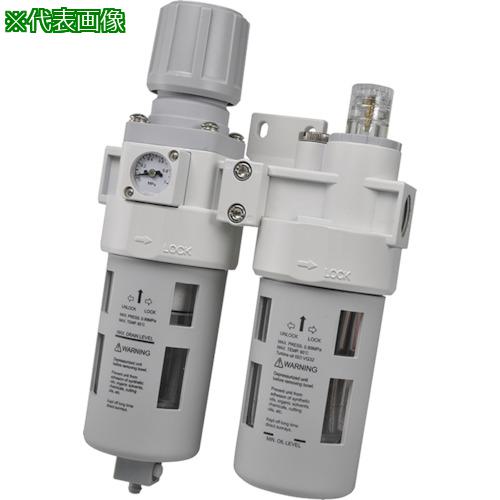 ■TAIYO エアコントロールユニット/2点セット(ブラケット、角型圧力計付)〔品番:MKL310BD〕【5212483:0】[店頭受取不可]