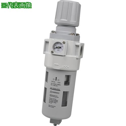 ■TAIYO フィルタレギュレータ(オートドレン、ブラケット、角型圧力計、メタルケース付)〔品番:MFR315ABDS〕【5212515:0】[送料別途見積り][掲外取寄][店頭受取不可]