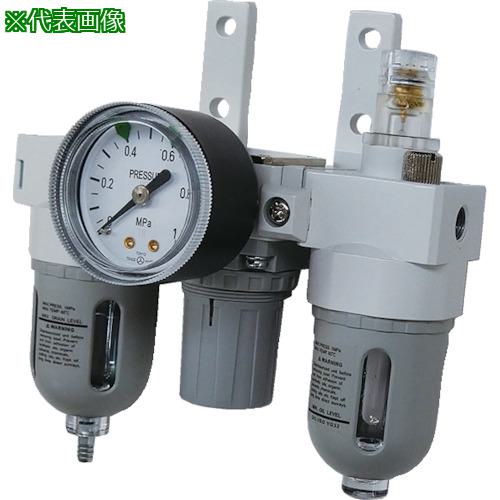 ■TAIYO エアコントロールユニット/3点セット(ブラケット付、D型圧力計付)Rc1/4〔品番:SFRL308BD〕【5227352:0】[店頭受取不可]
