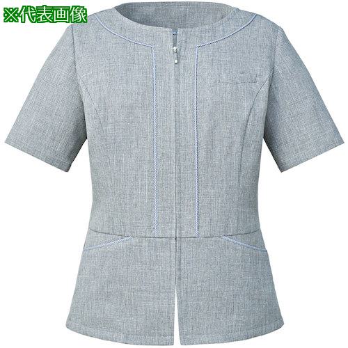 ■GROW ナチュラル・シャンブレーオーバーブラウスグレー19〔品番:GOBL2001B219〕【5228850:0】[送料別途見積り][掲外取寄][店頭受取不可]