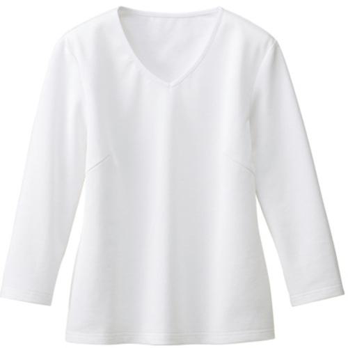 ■GROW カットソー 七分袖 レディース Vネック 事務服 ホワイト S〔品番:GCSL1251A9S〕【5267724:0】[送料別途見積り][掲外取寄][店頭受取不可]