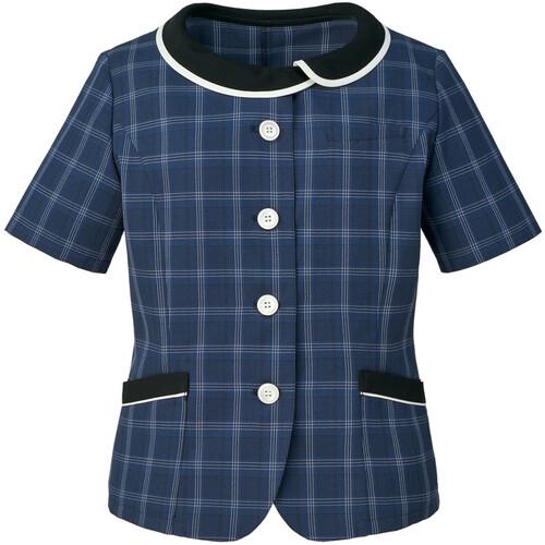 ■GROW クレール・チェック/テンダーカルゼオーバーブラウス紺系15〔品番:GOBL2008K515〕【5275623:0】[..