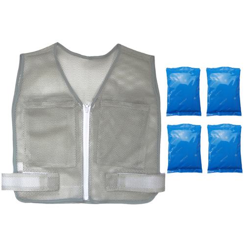 ■ミズケイ ポケット付きメッシュベスト+保冷剤R-20(4個セット)〔品番:8130051〕【5302866:0】[送料別途見積り][掲外取寄][店頭受取不可]