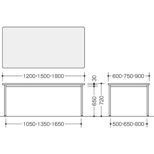 ■NAIKI ミーティングテーブル KMY型/天板:ダークウォールナット 脚:メッキ/W1500×D600×H720〔品番:KMY1560MWN〕【5355049:0】[送料別途見積り][法人・事業所限定][外直送][店頭受取不可] [3]
