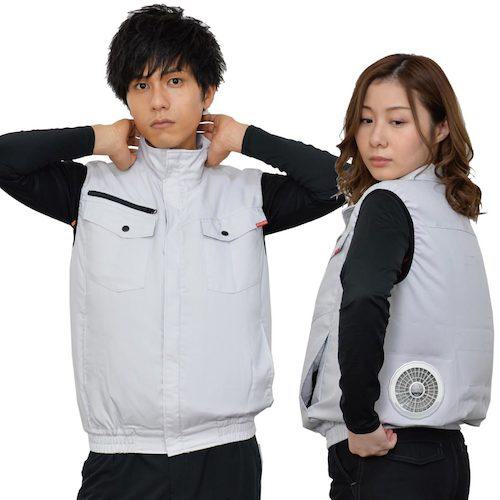 ■岡潮 空調ベスト(ウェアのみ)日本製生地使用 20212 グレーM〔品番:20212NM〕【5360496:0】[送料別途見積り][掲外取寄][店頭受取不可]