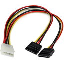 ■StarTech PC電源ケーブル/LP4 - SATA分岐/ラッチ付/30cm/4-15ピン/メス-オス/ペリフェラル 電源 コネクター〔品番:PYO2LP...