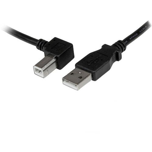 ■StarTech USB 2.0ケーブル/3m/Type-A - L型左向Type-B/480Mbps/オス-オス/ブラック/タイプB〔品番:USBAB3ML〕【5389680:0】[法人・事業所限定][外直送元][店頭受取不可]