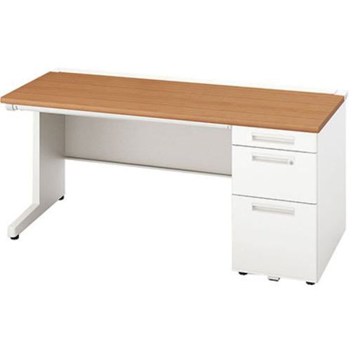 ■NAIKI 片袖デスク(ロングストローク XEHH型/天板:ミディアムウォールナット 本体:クリアーホワイト/W1..