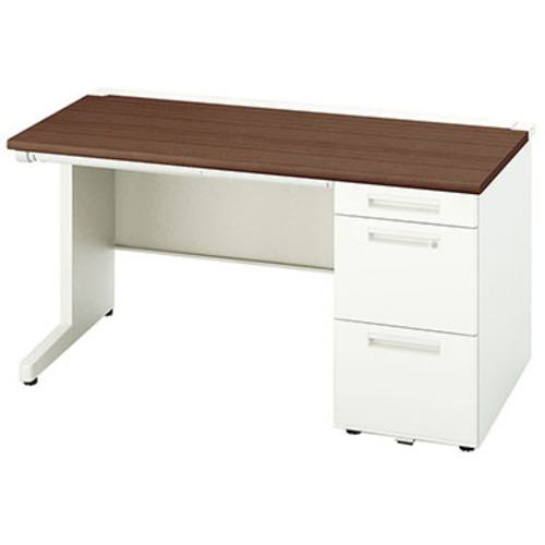 ■NAIKI 片袖デスク(ロングストローク XEHH型/天板:ダークウォールナット 本体:クリアーホワイト/W1400×D800×H720〔品番:XEHH148HWWN〕【5443446:0】[送料別途見積り][法人・事業所限定][外直送][店頭受取不可]