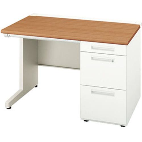 ■NAIKI 片袖デスク XEHH型/天板:ミディアムウォールナット 本体:クリアーホワイト/W1100×D800×H720〔品..