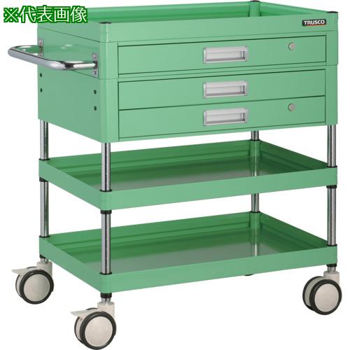 ■【在庫限り】TRUSCO ツールワゴン ファルコンワゴン750X500 引出付 ゴム車輪 ヤンググリーン色〔品番:FAW973XZYG〕【5454572:0】[店頭受取不可]