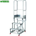 ■TRUSCO アルミ製作業用踏台 3段 高さ0.9m 天板寸法600×400 ステップ奥行250mm 天場三方手すり付き〔品番:TSF36259TS300〕【...