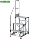 ■TRUSCO アルミ製作業用踏台 3段 高さ0.9m 天板寸法600×400 ステップ奥行250mm 階段片手すり付き〔品番:TSF36259TK300〕【5...