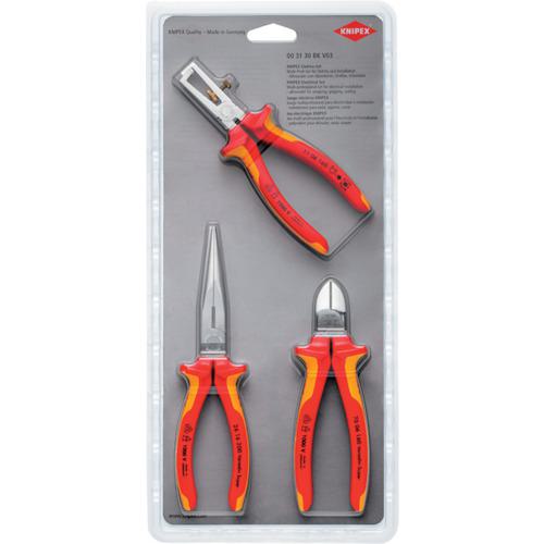 ■KNIPEX 絶縁工具3点セット(ワイヤーストリッパー・ニッパー・ペンチ)〔品番:003130BKV03〕