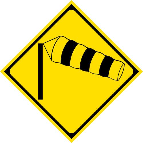 ■グリーンクロス 警戒標識 M214 横風注意 マグネット600角〔品番:6300039404〕【5547914:0】[送料別途見積り][法人・事業所限定][外直送][店頭受取不可]