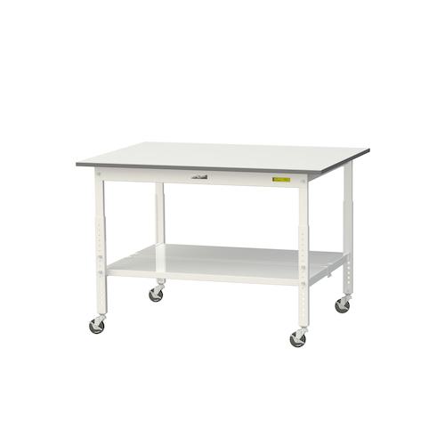 ■ヤマテック 軽量作業台 ワークテーブル150シリーズ 高さ調整タイプ移動式 全面棚板付 W1200×D900×H685~985mm シルキーホワイト〔品番:SUPAC1290TTWW〕【5642633:0】[法人・事業所限定][外直送元][店頭受取不可]