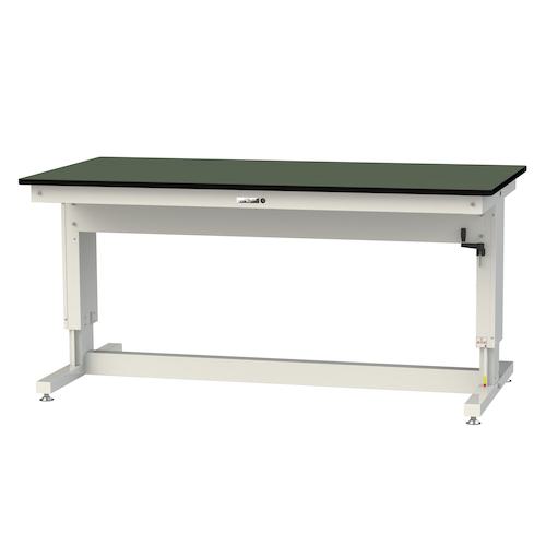■ヤマテック 昇降式作業台 ワークテーブル 昇降タイプ(3方ハンドル仕様) 塩ビシート天板 W1800×D900×H715~1015mm シルキーホワイト色〔品番:SSR1890AGW〕【5642654:0】[法人・事業所限定][外直送元][店頭受取不可]