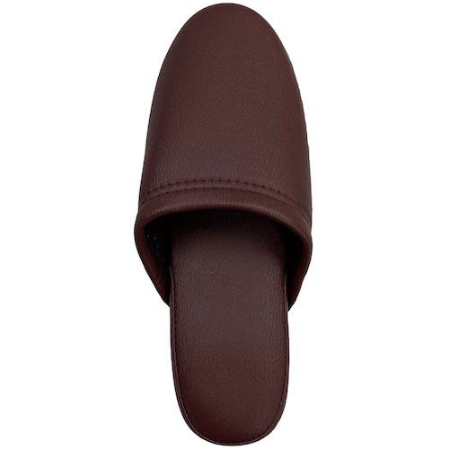 ■オーミケンシ 抗菌レザー調スリッパ 前閉じ ダークワイン(名入れ可能)〔品番:36012〕【5661742:0】[店頭受取不可](4)