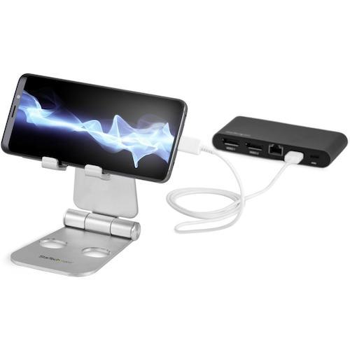 ■StarTech タブレット・スマホ兼用スタンド/卓上タイプ/4インチ - 13インチ型対応/マルチアングル/折り畳み可能〔品番:USPTLSTND〕【5723246:0】[法人・事業所限定][外直送元][店頭受取不可]