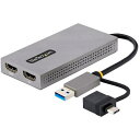 ■StarTech ディスプレイアダプター/USB-C & USB-A/デュアルディスプレイ/HDMI/11cmケーブル/Win & mac〔品番:107BUS...