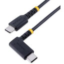 ■StarTech USBケーブル/USB-C - USB-C/1m/USB 2.0/L型 右向き/60W PD/アラミド繊維補強〔品番:R2CCR1MUSBC...