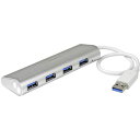 ■StarTech USBハブ/USB 3.0/4ポート Type-A/バスパワー/シルバー/27cm一体型ケーブル〔品番:ST43004UA〕【5746935...