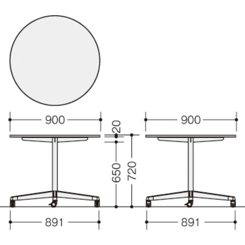 ■NAIKI フラップテーブル KHC型/天板:ホワイト 脚:シルバー/W900×D900×H720〔品番:KHCJ90RCFSWH〕【5794564:0】[送料別途見積り][法人・事業所限定][外直送][店頭受取不可] [3]