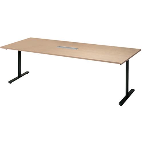 ■NAIKI ミーティングテーブル(配線付/直線テーブル モプト MP型/天板:サンドオーク 脚:ブラック/W2100×D900×H720〔品番:MP2190HBSO〕【5796151:0】[送料別途見積り][法人・事業所限定][外直送][店頭受取不可]