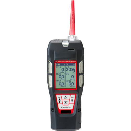 ■理研 携帯型マルチガス検知器 GX-6000(メタン・酸素・硫化水素・一酸化炭素・塩素)充電池仕様(トレーサビリティ証明書付)〔品番:AM111E500LX2000〕【5820793:0】[法人・事業所限定][外直送元][店頭受取不可]