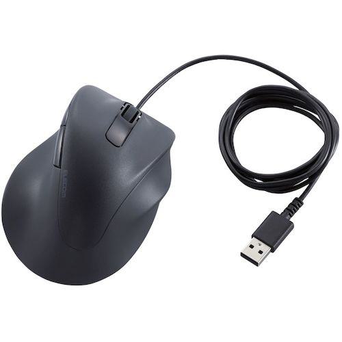 ■ELECOM マウス EX-G 右手専用 Lサイズ 有線 5ボタン 抗菌 静音設計 ブラック〔品番:MXGL30UBSKBK〕【5827840:0】[店頭受取不可]