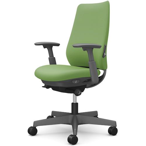 ■OKAMURA ポータム,可動肘,背クッション,スタンダードタイプ,ダークグレー,ハンガー無,ランバー有,ウレ..