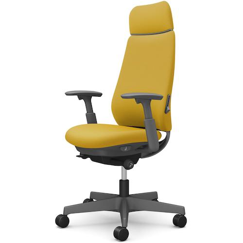 ■OKAMURA ポータム,可動肘,背クッション,EXスタンダードタイプ,ダークグレー,ハンガー無,ランバー有,ナ..