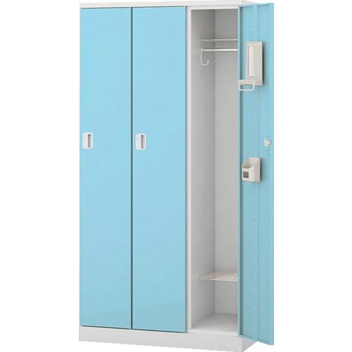 ■NAIKI ロッカー 3人用 GL型 扉:パウダーブルー/本体:クリアーホワイト〔品番:GL3MPB〕【5930340:0】[..
