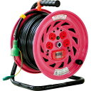 ■NICHIDO 電工ドラム 100V 温度センサー付 過負荷漏電保護兼用ブレーカー付 抜け止め式 30m〔品番:NFEK34N〕【5950550:0】[送料別...