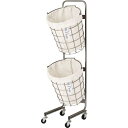 ■グリーンクロス ランドリーバスケット キャスター付き 2段 ラウンド 25L×2 ホワイト〔品番:6300046479〕【5957548:0】[送料別途見積り...
