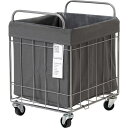 ■グリーンクロス 折りたたみ可能ランドリーバスケットワイド キャスター付き 40L ダークグレー〔品番:6300046491〕【5959079:0】[送料別途見...