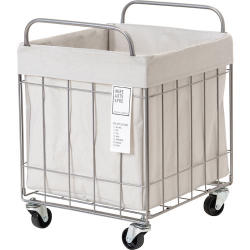 ■グリーンクロス 折りたたみ可能ランドリーバスケットワイド キャスター付き 40L ライトグレー〔品番:6300046490〕【5959118:0】[送料別途見...