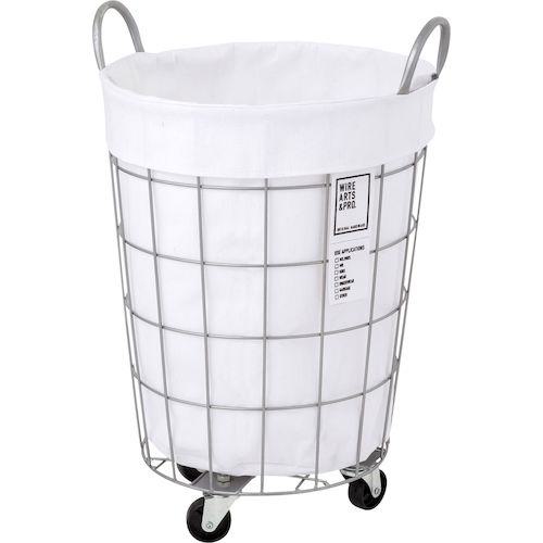 ■グリーンクロス ランドリーバスケット キャスター付き ラウンド 33L ホワイト〔品番:6300046464〕【5959119:0】[送料別途見積り][法人・事業所限定][外直送][店頭受取不可]
