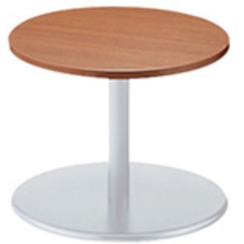 ■NAIKI ミーティングテーブル KLR型/天板:ミディアムウォールナット 脚:クリアーホワイト/Φ600×H500〔品番:KLRL60RWMW〕【5965389:0】[送料別途見積り][法人・事業所限定][外直送][店頭受取不可]