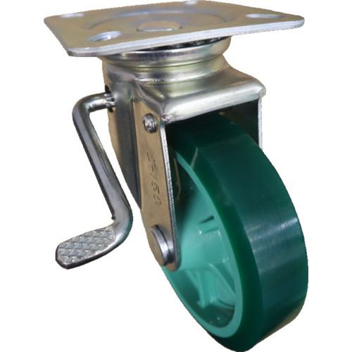 ■ヨドノ 樹脂ホイル付ウレタン車輪(ベアリング無)自在車左ストッパー付 許容荷重245daN〔品番:PNUAJBL150〕【6011436:0】[送料別途見積り][掲外取寄][店頭受取不可]