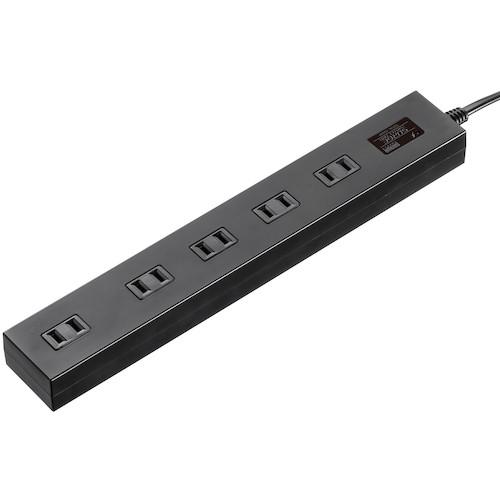 ■SANWA 雷ガードタップ 1m ブラック〔品番:TAPSP2110N1BK〕【6025736:0】[法人・事業所限定][外直送元][店頭受取不可]