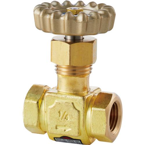 ■Fujikin 微量調整CV値0.16 黄銅製ニードルバルブ1/4B〔品番:DUE12BR〕【6096365:0】[送料別途見積り][..