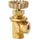 ■Fujikin 微量調整CV値0.2 黄銅製ニードルバルブ3/8B パネルナット付き アングル型〔品番:DUE32PCR〕【6096388:0】[送料別途見積...