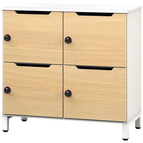 ■アールエフヤマカワ パーソナルロッカー 2列2段 ホワイト×オーク扉〔品番:RFPL22WHOAD〕【6164918:0】..