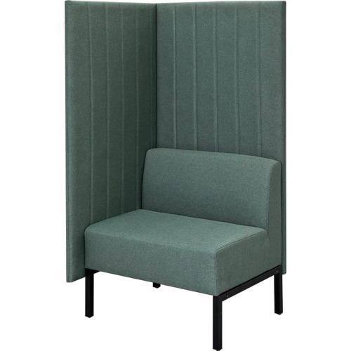 ■アールエフヤマカワ カッコ ファブリックソファ W760×H1500 グリーン 片側パネルタイプ コンセント付キ〔品番:RFFBS7615GNKNC〕【6166416:0】[法人・事業所限定][外直送元][店頭受取不可]